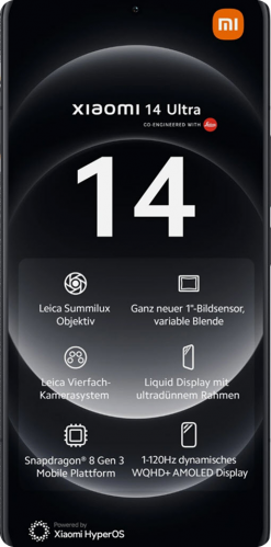 Vorderseite eine Xiaomi 14 Ultra Smartphones.