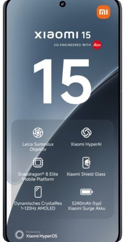 Vorderseite eine Xiaomi 15 Smartphones.