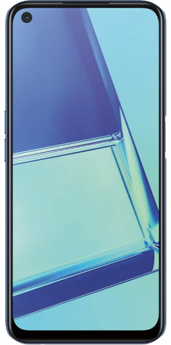 Ein Oppo A52 Smartphone mit einem schwarzen Rahmen, auf dessen Bildschirm ein buntes abstraktes Hintergrundbild zu sehen ist.