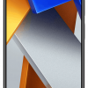 Ein Xiaomi Poco M4 Pro Smartphone mit einem schwarzem Rahmen, auf dessen Bildschirm ein buntes abstraktes Hintergrundbild zu sehen ist, von vorne betrachtet.